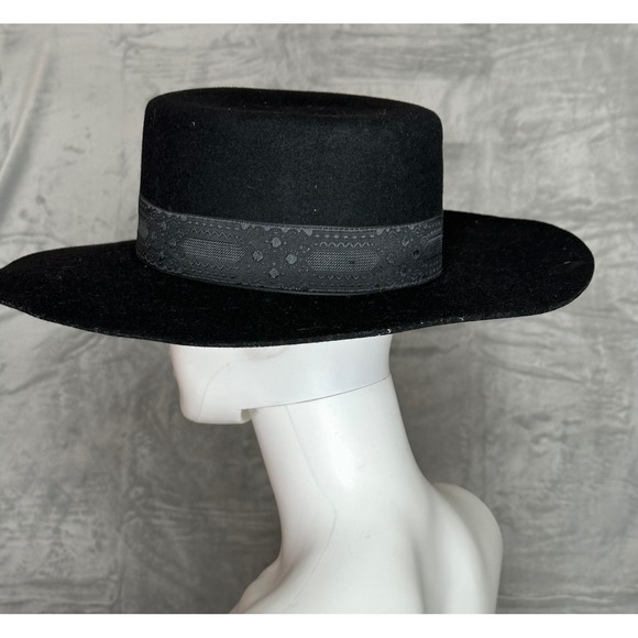 Lack of Color Womens Sierra‎ Boater Hat Medium Wool Wide Brimmed Black Cowgirl